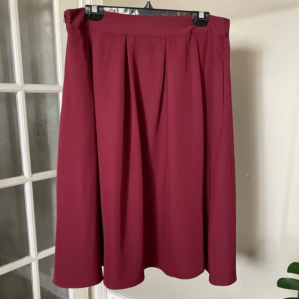 Women's Midi Skirt in Deep Wine
